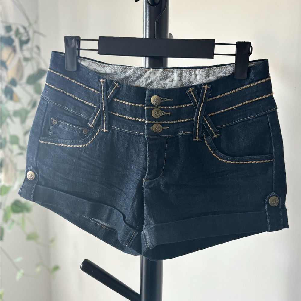 Boom Boom Jeans Blue Jean Shorts with Cuffed Hem - Low Rise